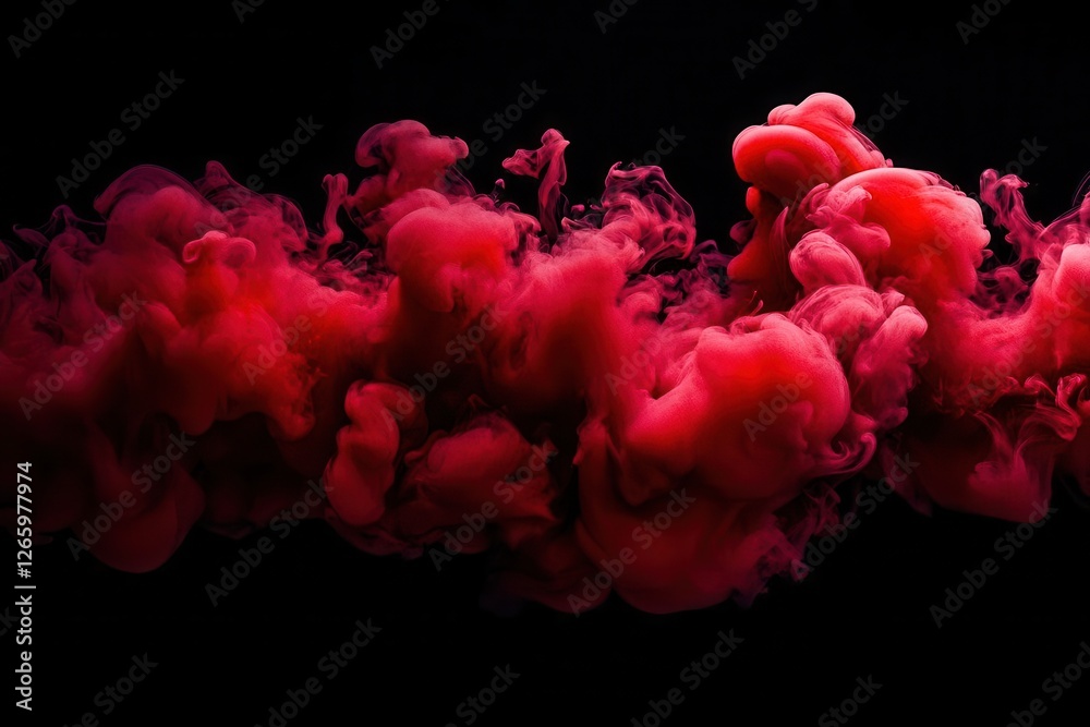 Fototapeta premium Dynamic Red Smoke Effect Isolated on Black Background for Dramatic Visual Impact