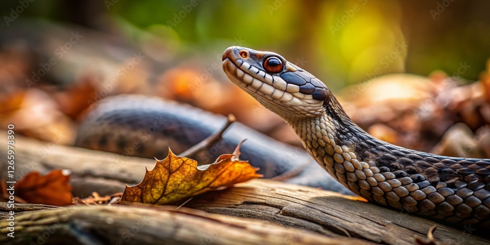 Fototapeta premium Minimalist Snake in Nature: Serpentine Elegance in 4K Resolution