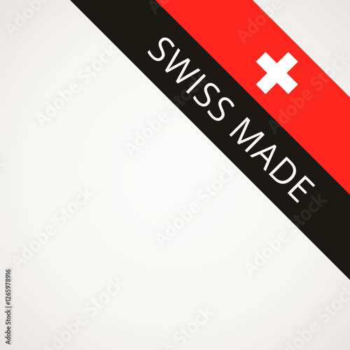Swiss made - corner symbol with the flag of Switzerland
