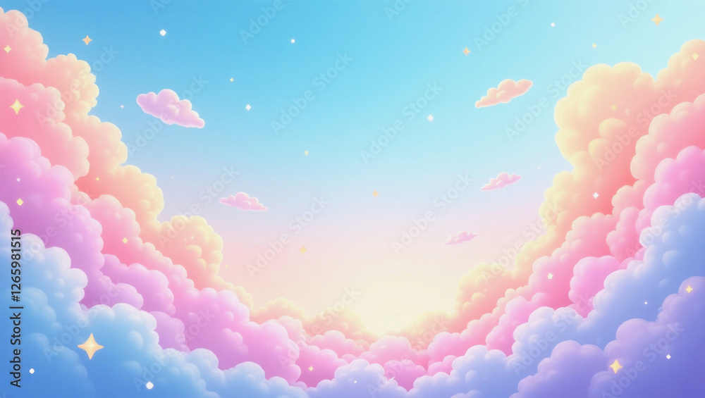Fototapeta premium Vibrant pastel clouds fill the sky at sunrise