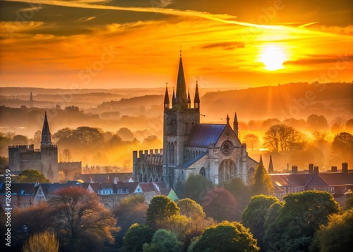 Minimalist Winchester Skyline & Cathedral: Dawn Cityscape