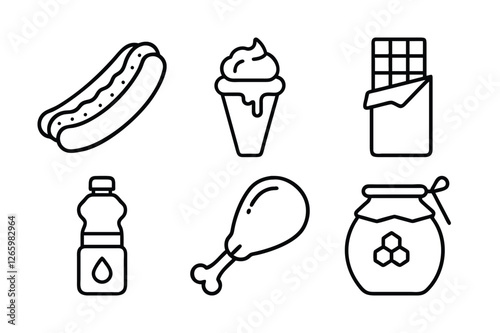 Food and Beverages icon set vector art illustration 
