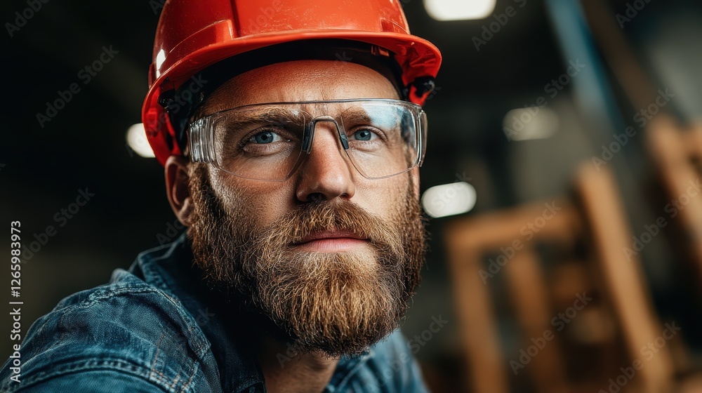 A close-up portrait of a construction worker wearing a hard hat and glasses, embodying strength and determination in a professional environment focused on safety and craftsmanship. A close-up portrait of a construction worker wearing a hard hat and glasses, embodying strength and determination in a professional environment focused on safety and craftsmanship.