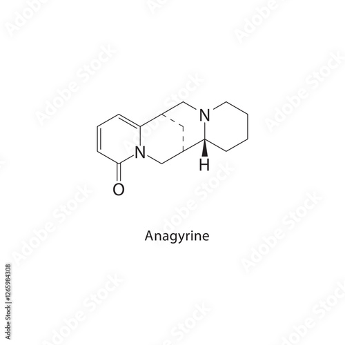 Anagyrine skeletal structure.Alkaloid compound schematic illustration. Simple diagram, chemical formula.