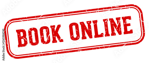 book online stamp. book online rectangular stamp on white background