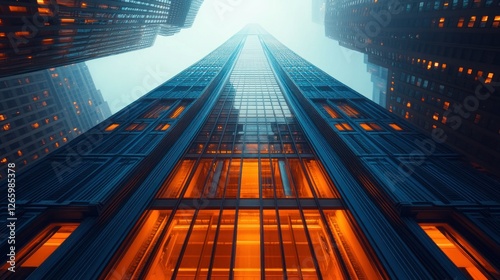 Wallpaper Mural Skyscraper towers high in city during evening. Business use with urban landscape Torontodigital.ca