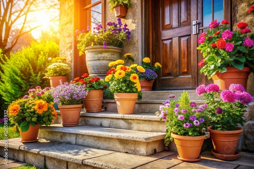 Wallpaper Mural Modern Concrete Planters on Farmhouse Porch - Stylish Spring Home Decor Torontodigital.ca
