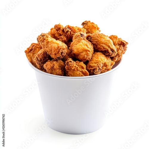 bucket of fried chicken, isolated on a white background