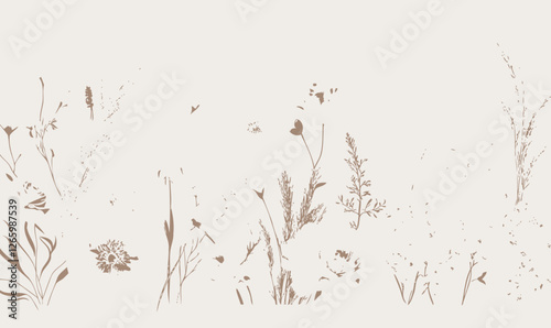 Elegant Boho Floral Vector with Pastel Pampas, Peonies, and Blush Orchids for Trendy Design