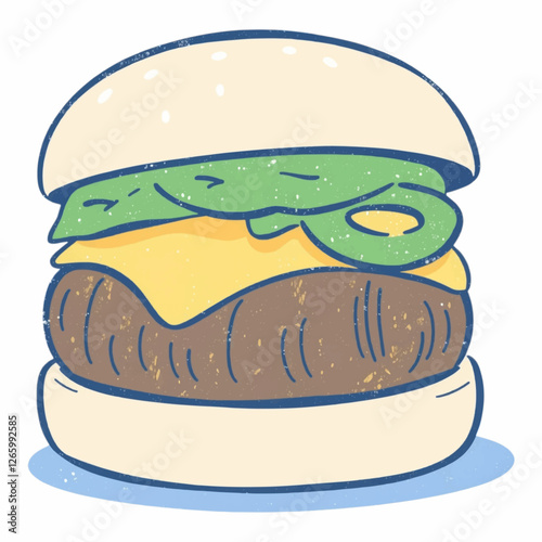 Illustration Burger Meal Isolated Background Fast Food Icon