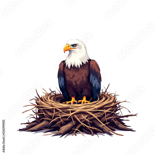 Majestic bald eagle resting in its nest, a symbol of freedom and power