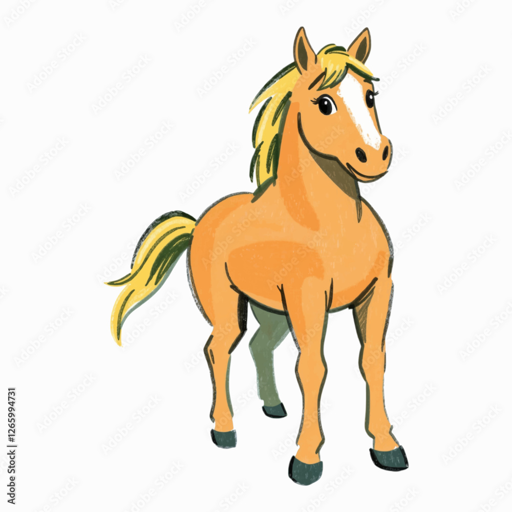 Obraz premium Graceful Brown Horse Illustration – Hand Drawn, Scalable, and Isolated on White