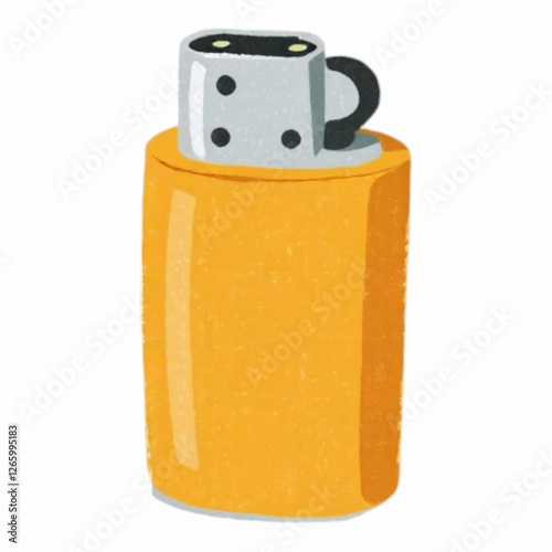 Illustration art of bright orange lighter, perfect for bold design blogs, mockups, and modern branding.