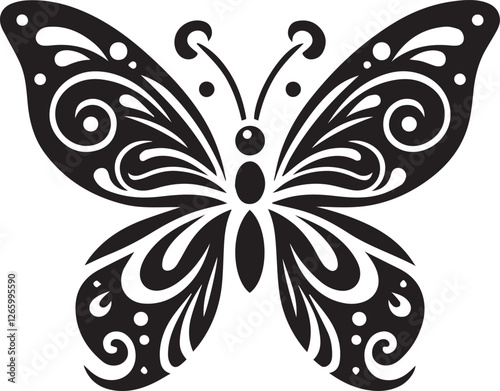 silhouette of a butterfly with wings vector icon