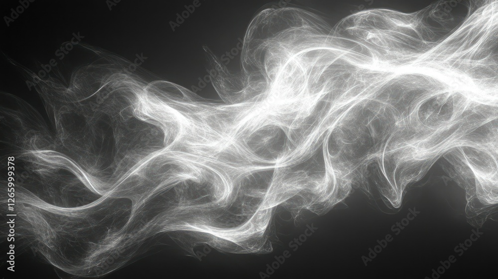Fototapeta premium Abstract white smoke waves on dark background