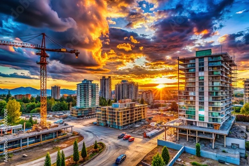 New Westminster Construction, Dramatic Sky, Vancouver Residential Area