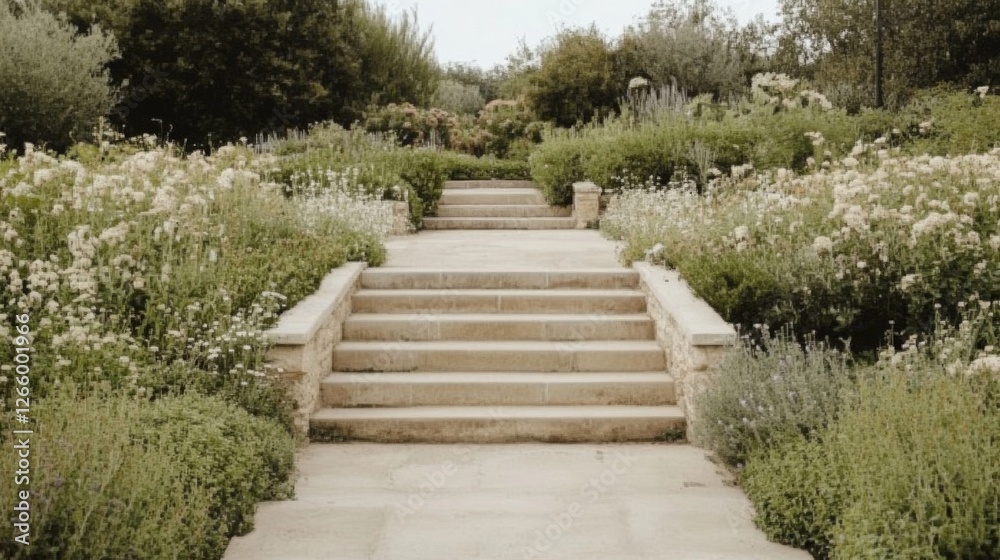 Stone steps through a garden. Possible use stock photo for garden design Stone steps through a garden. Possible use stock photo for garden design