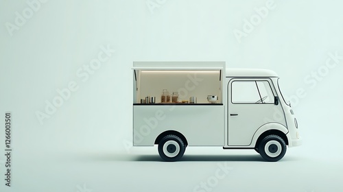 Modern food truck with cooking station pictures