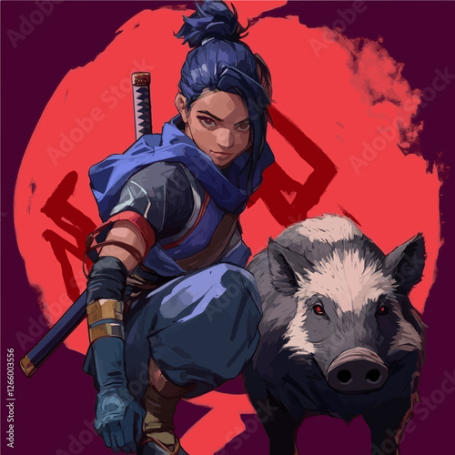 Warrior with her boar