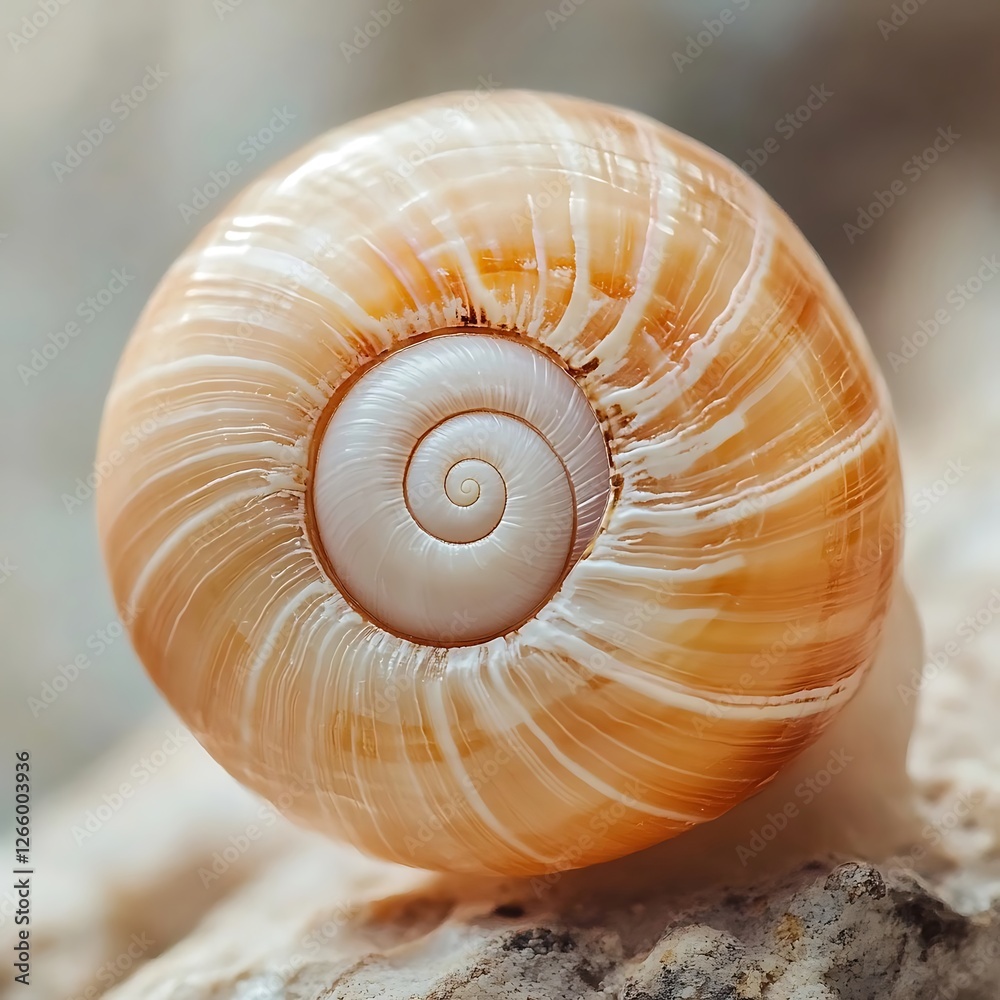 Close-up of Beautiful Spiral Shell on a Natural Background Close-up of Beautiful Spiral Shell on a Natural Background
