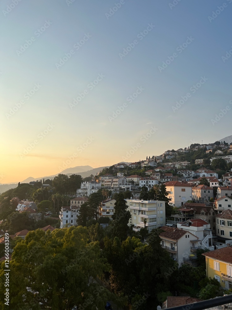 Panoramic view of the beautiful city of Herceg Novi and the Bay of Kotor. Montenegro Panoramic view of the beautiful city of Herceg Novi and the Bay of Kotor. Montenegro