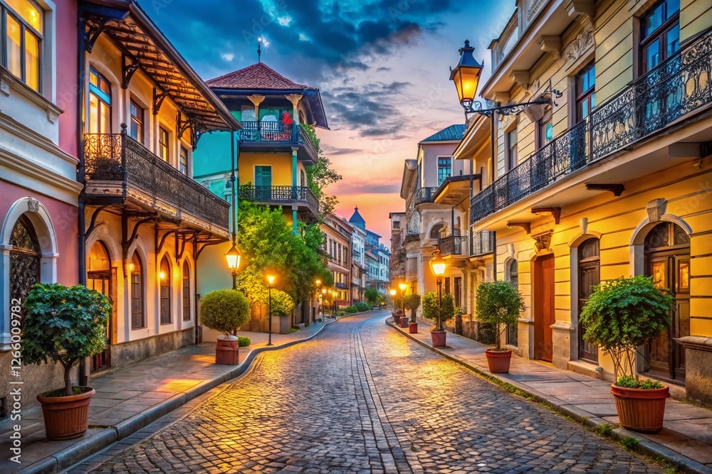 Old Batumi Street View: Charming Architecture and Cobblestone Streets Old Batumi Street View: Charming Architecture and Cobblestone Streets