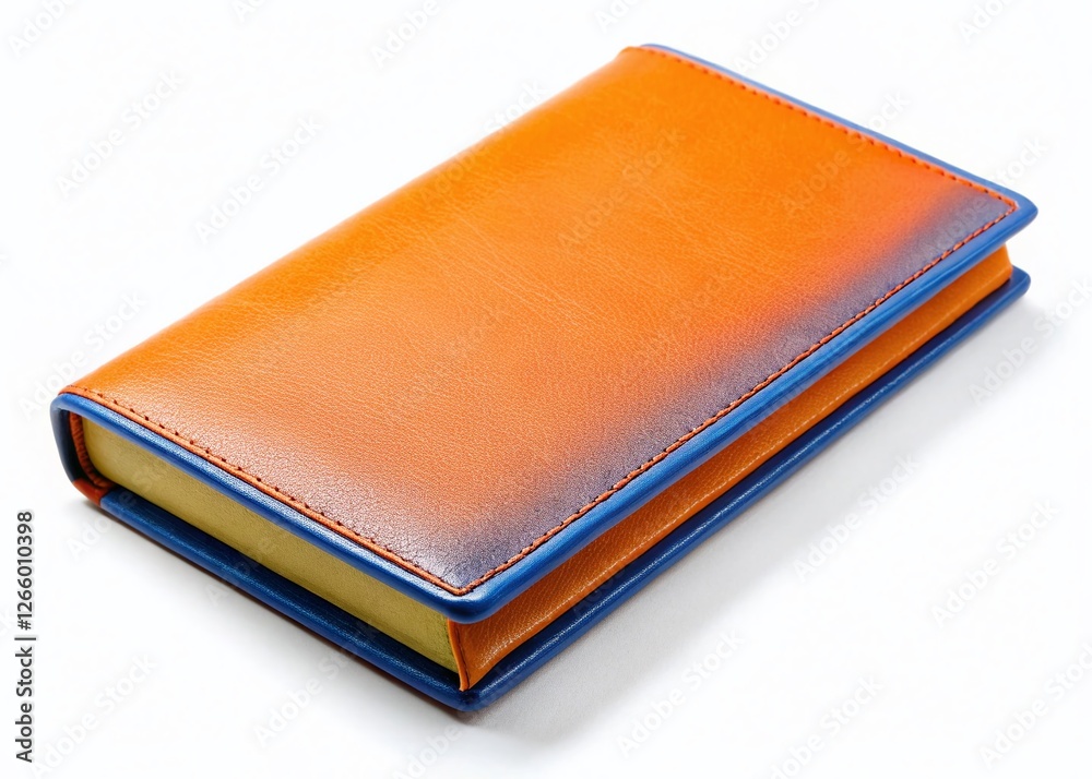 Obraz premium Orange and Blue Cheque Book on White Background - Stock Photo