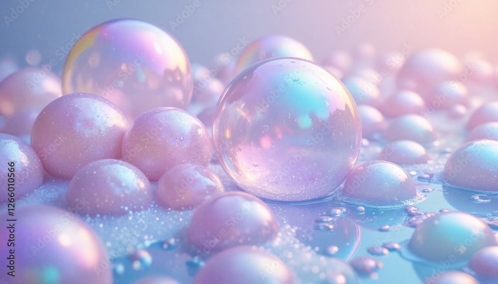 Vibrant Pink Bubbles Floating in Water