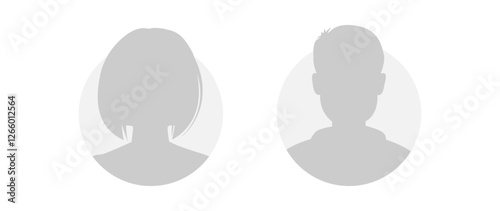 Vector flat illustration. Icons of man and woman. Avatar, user profile, person icon, profile picture. Suitable for social media profiles, icons, screensavers and as a template. Business concept.