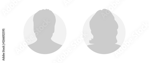 Vector flat illustration. Icons of man and woman. Avatar, user profile, person icon, profile picture. Suitable for social media profiles, icons, screensavers and as a template. Business concept.