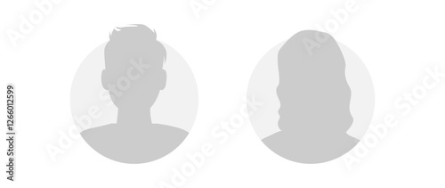 Vector flat illustration. Icons of man and woman. Avatar, user profile, person icon, profile picture. Suitable for social media profiles, icons, screensavers and as a template. Business concept.