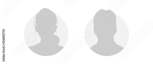 Vector flat illustration. Icons of man and woman. Avatar, user profile, person icon, profile picture. Suitable for social media profiles, icons, screensavers and as a template. Business concept.