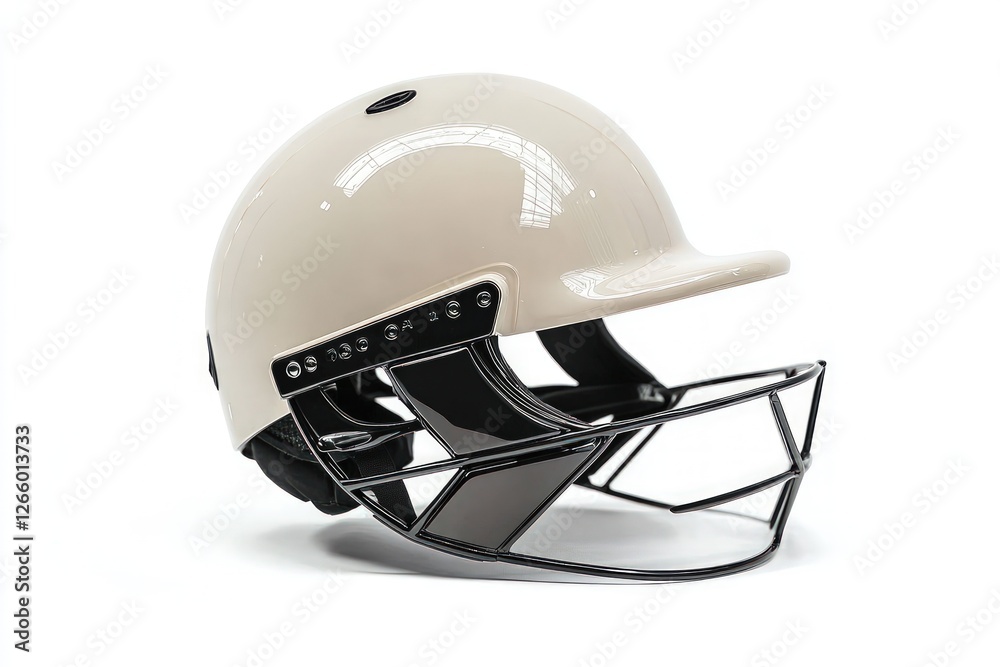 Fototapeta premium Professional cricket helmet on white background with detailed design