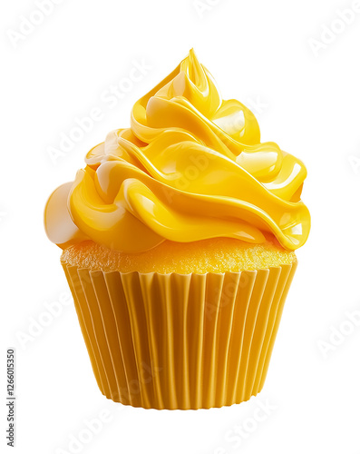 A sweet and tempting image of a yellow cupcake