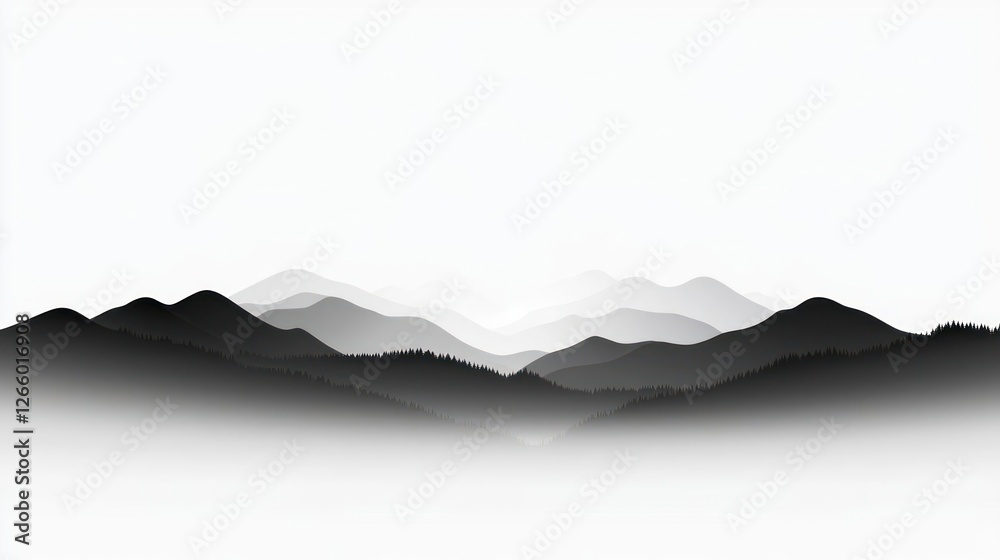 Obraz premium Misty Mountain Landscape In Black And White