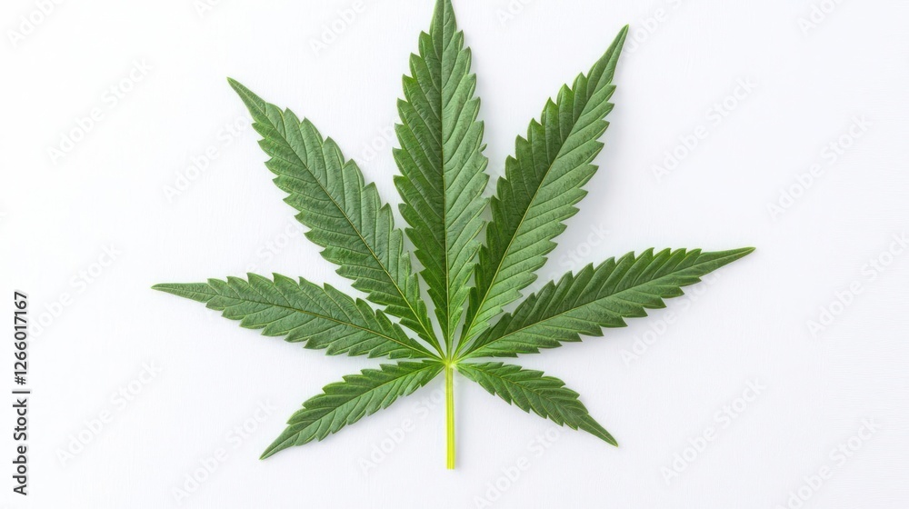 Single Cannabis Leaf On White Background Single Cannabis Leaf On White Background