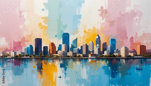 San Diego, California  City Skyline abstract painting