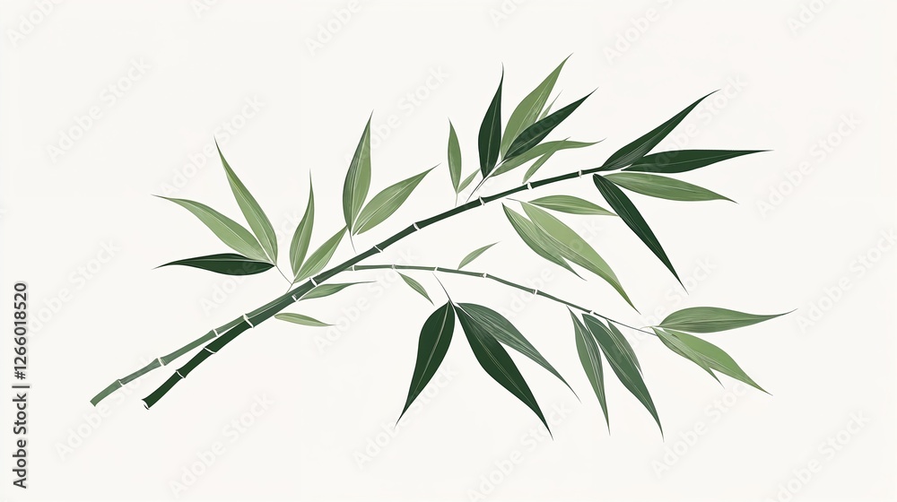 Fototapeta premium Stylized illustration of bamboo leaves and stalks on a light background