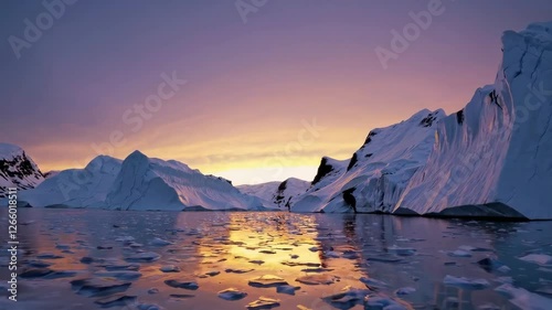 Wallpaper Mural Icebergs reflecting sunset colors in tranquil Arctic waters Torontodigital.ca