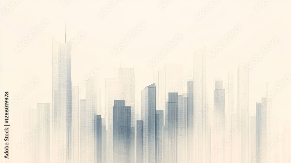 Cityscape skyline, hazy morning, urban background, architectural design Cityscape skyline, hazy morning, urban background, architectural design