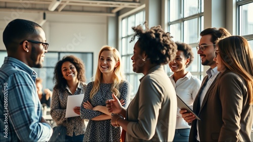 Diverse Team Collaboration in a Modern Office – Authentic Business Stock Photo