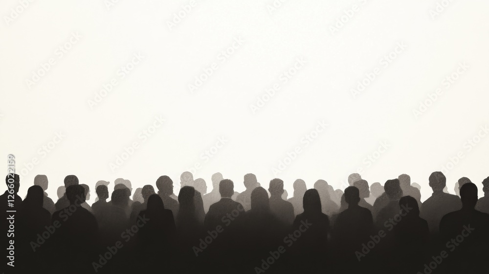 Obraz premium Crowd silhouette, event, audience, bright background, public gathering