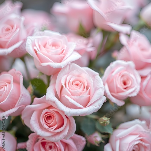 softly colored, light pink roses with a blurred background. lovely pastel-toned rose blooms with a blurred look for the texture of the backdrop design. softly colored, sweet-colored flower petals