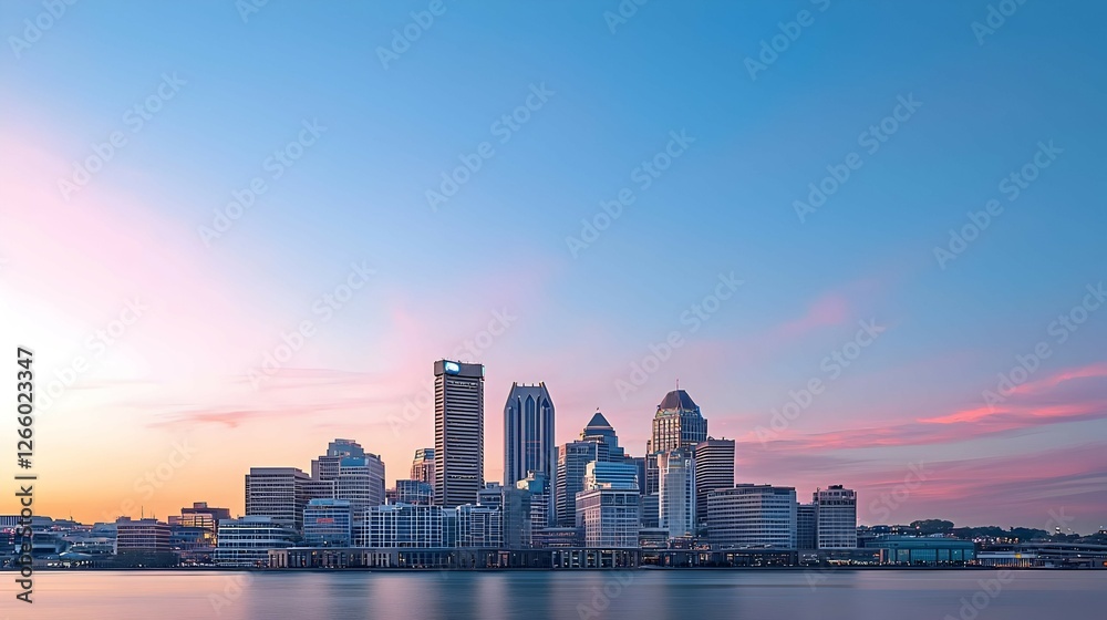 City Skyline at Sunset with Pink and Orange Hues City Skyline at Sunset with Pink and Orange Hues