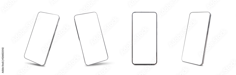 Modern smartphone mockup set, blank screen Modern smartphone mockup set, blank screen