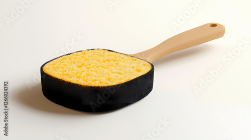 A kitchen dish sponge with a two-tone color on a white background. Lava-Forged Weapons. Illustration