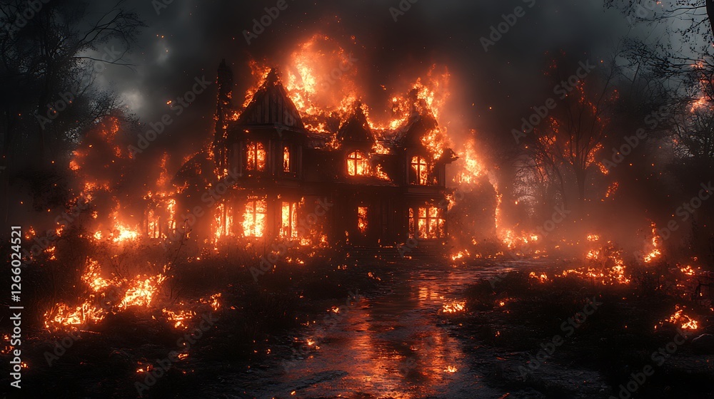 House Fire Out Of Control Spreading Rapidly Across Property Photo House Fire Out Of Control Spreading Rapidly Across Property Photo