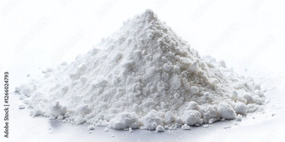 Panoramic View of Lithium Salt Powder on White Background Panoramic View of Lithium Salt Powder on White Background