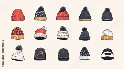 Fashionable Headwear Ensemble: A Collection of Diverse Hats for Styling