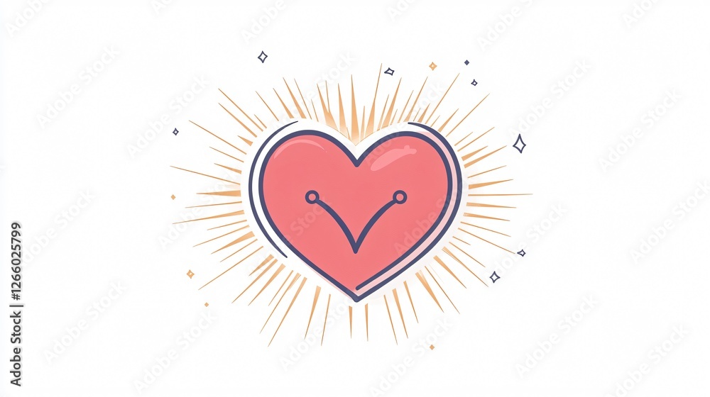 Heart Beat Vector Icon with Cheering Rays - Healthy Concept Heart Beat Vector Icon with Cheering Rays - Healthy Concept